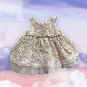 Gorgeous Rhinestones & lace rare editions & pink flower dress size-3M Bonus book